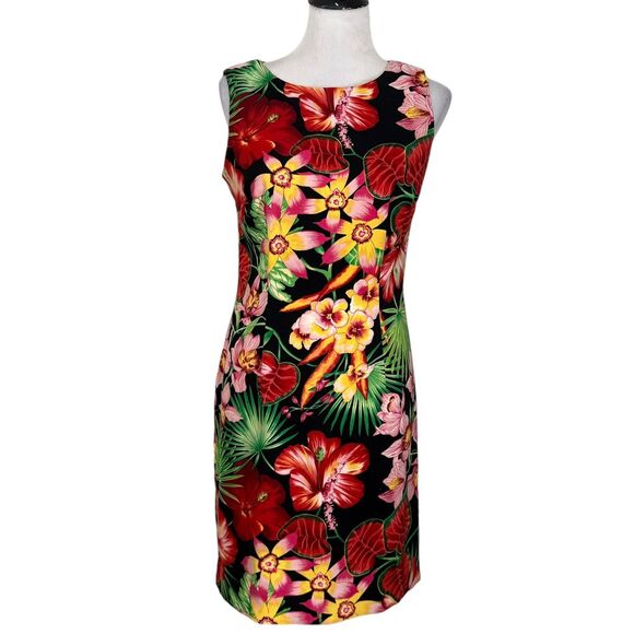 VTG‎ Womens Tropical Print Dress Size 8 Floral Resort Wear Vacation Maximalist - Picture 1 of 11